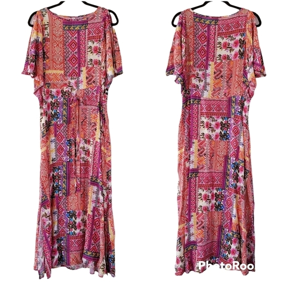 UNCLE FRANK Bohemian Floral Patchwork Midi Dress XS - Picture 4 of 12